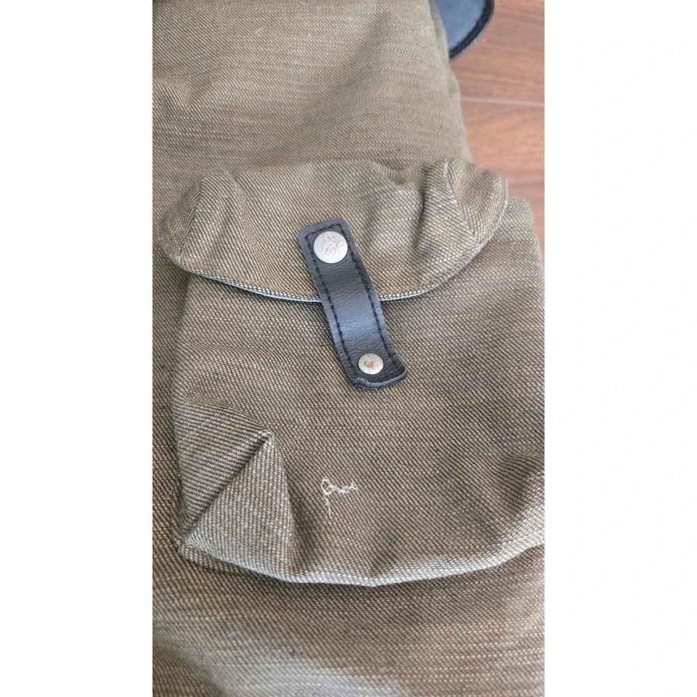 The Brothers Bray & Co Canvas Leather Rucksack Backpack Olive Green Mens‎ Bag
